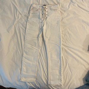 BDG size 27 Lace up skinny white jeans with tan stitching